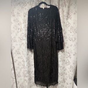 Gibson Latimer Black Sequin Midi Dress